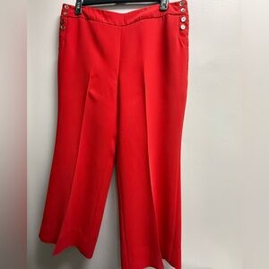 EUC White House Black Market Red Wide-Leg Button-Accent Fashion Flare Pants 16R